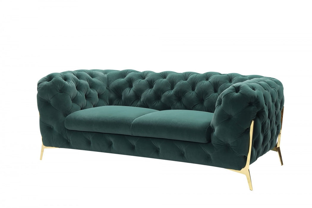 VIG Furniture - Divani Casa Quincey Transitional Emerald Green Velvet Loveseat - VGKNK8520-GRN-L