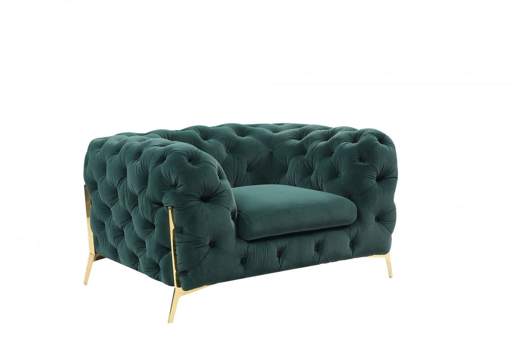 VIG Furniture - Divani Casa Quincey Transitional Emerald Green Velvet Chair - VGKNK8520-GRN-CH