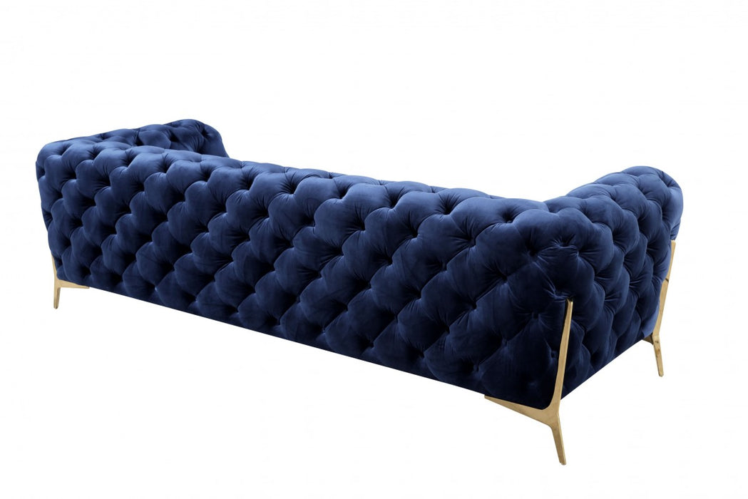 VIG Furniture - Divani Casa Quincey Transitional Blue Velvet Sofa - VGKNK8520-BLU-S