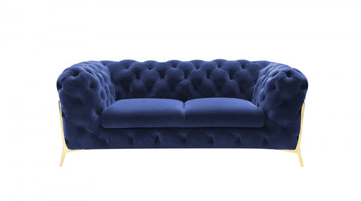 VIG Furniture - Divani Casa Quincey Transitional Blue Velvet Loveseat - VGKNK8520-BLU-L - GreatFurnitureDeal