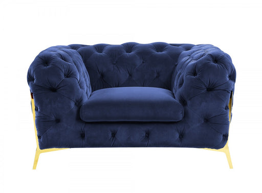 VIG Furniture - Divani Casa Quincey Transitional Blue Velvet Chair - VGKNK8520-BLU-CH - GreatFurnitureDeal