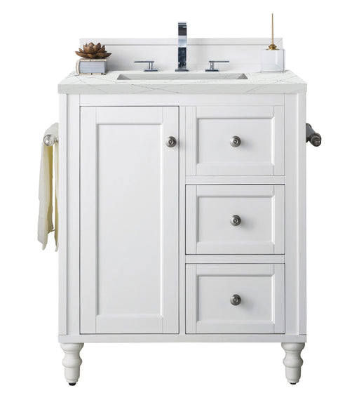 James Martin Furniture - Copper Cove Encore 30" Single Vanity, Bright White w/ 3 CM Ethereal Noctis Quartz Top - 301-V30-BW-3ENC - GreatFurnitureDeal