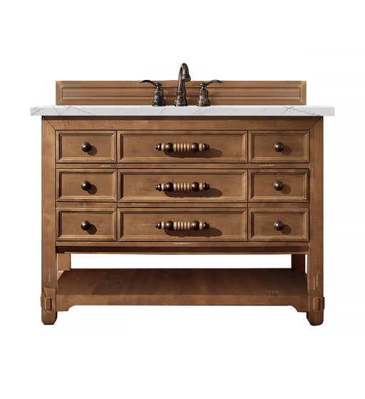 James Martin Furniture - Malibu 48" Single Vanity Cabinet, Honey Alder, w/ 3 CM Ethereal Noctis Quartz Top - 500-V48-HON-3ENC - GreatFurnitureDeal