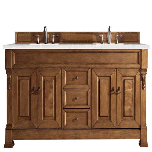 James Martin Furniture - Brookfield 72" Country Oak Double Vanity w- 3 CM Eternal Serena Quartz Top - 147-114-5771-3ESR - GreatFurnitureDeal