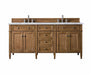 James Martin Furniture - Brittany 72" Saddle Brown Double Vanity w- 3 CM Carrara Marble Top - 650-V72-SBR-3CAR - GreatFurnitureDeal
