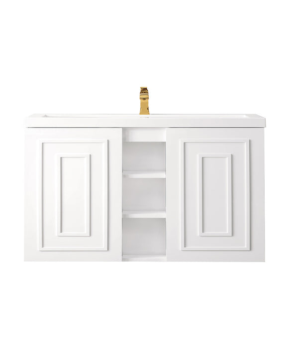 James Martin Furniture - Alicante' 39.5" Single Vanity Cabinet, Glossy White w/ White Glossy Composite Countertop - E110V39.5GWWG - GreatFurnitureDeal