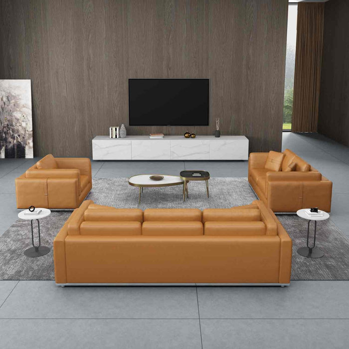 European Furniture - Picasso 3 Piece Living Room Set in Cognac - 25552-3SET - GreatFurnitureDeal