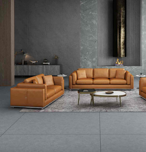 European Furniture - Picasso 2 Piece Living Room Set in Cognac - 25552-2SET - GreatFurnitureDeal