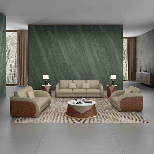 European Furniture - Noir 3 Piece Living Room Set in Sand Beige & Brown - 90880-3SET - GreatFurnitureDeal