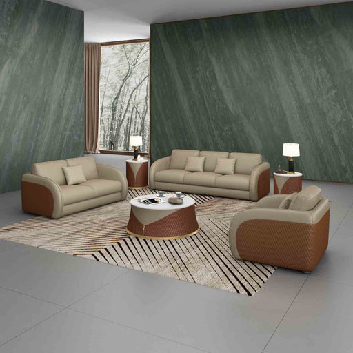 European Furniture - Noir Loveseat in Sand Beige & Brown - 90880-L - GreatFurnitureDeal