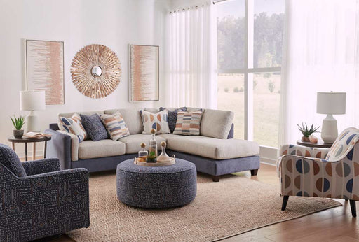Southern Home Furnishings - Sectional in Herzl Denim Loxley Coconut - 5005-21L 26R Herzl Denim - GreatFurnitureDeal