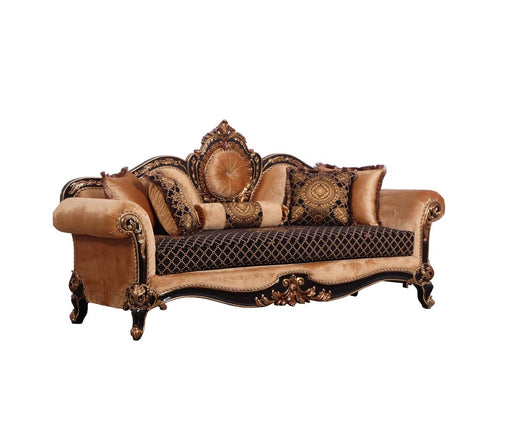 European Furniture - Raffaello 2 Piece Luxury Sofa Set in Black & Antique Dark Gold Leaf - 41024-SL - GreatFurnitureDeal