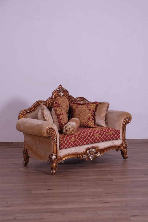 European Furniture - Raffaello III Luxury Loveseat in Red & Gold - 41022-L