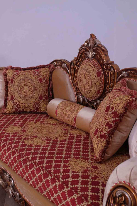 European Furniture - Raffaello III 4 Piece Luxury Living Room Set in Red & Gold - 41022-SL2C - GreatFurnitureDeal
