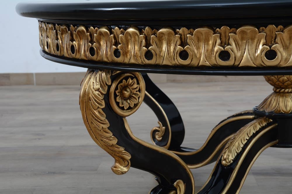 European Furniture - Raffaello Coffee Table in Black & Antique Dark Gold Leaf - 41024-CT - GreatFurnitureDeal