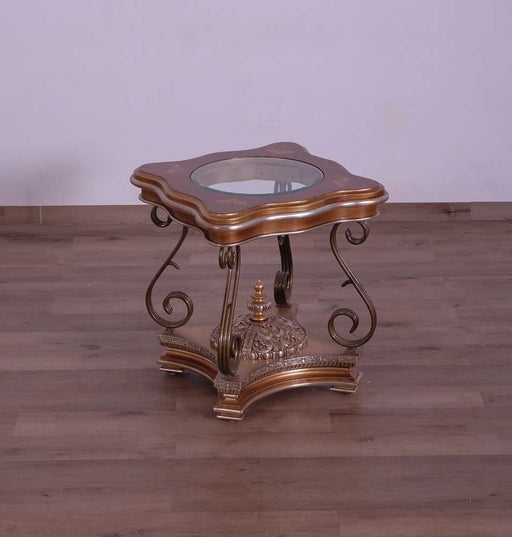 European Furniture - Raffaello III End Table in Red & Gold - 41026-ET