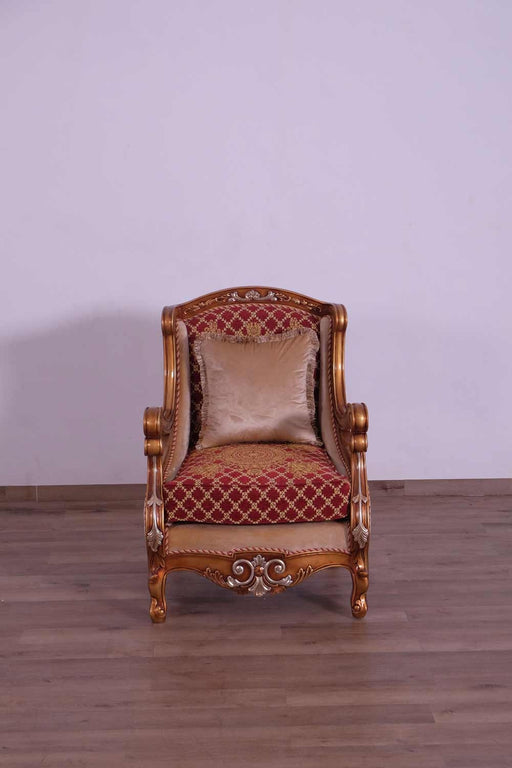 European Furniture - Raffaello III Luxury Chair in Red & Gold - 41022-C