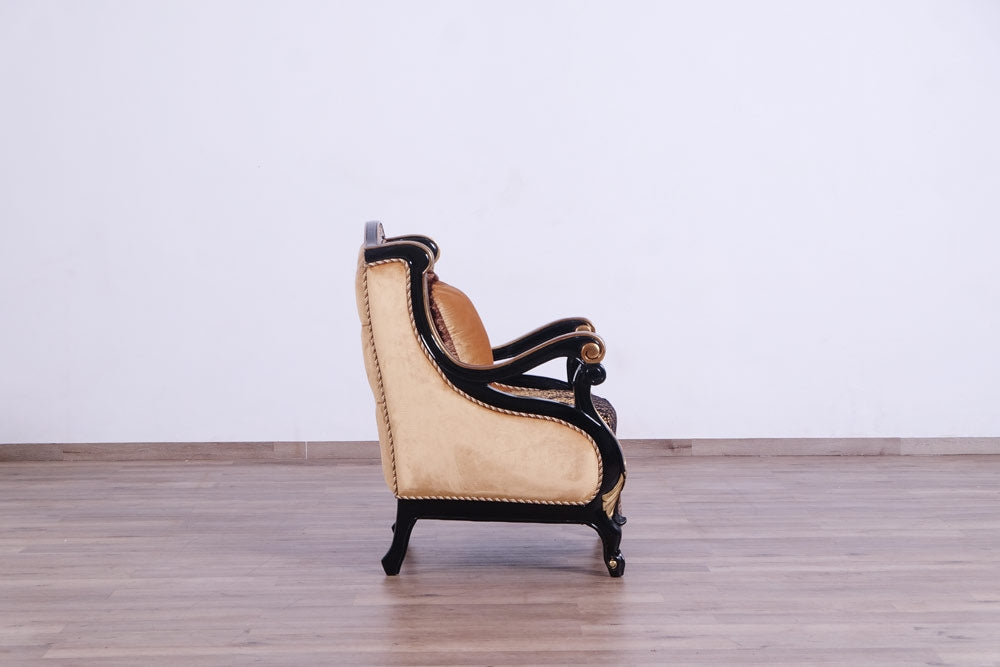 European Furniture - Raffaello Luxury Chair in Black & Antique Dark Gold Leaf - 41024-C - GreatFurnitureDeal