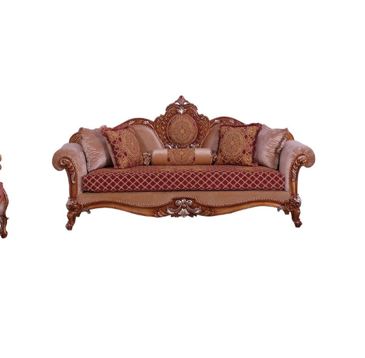 European Furniture - Raffaello III Luxury Sofa in Red & Gold - 41022-S