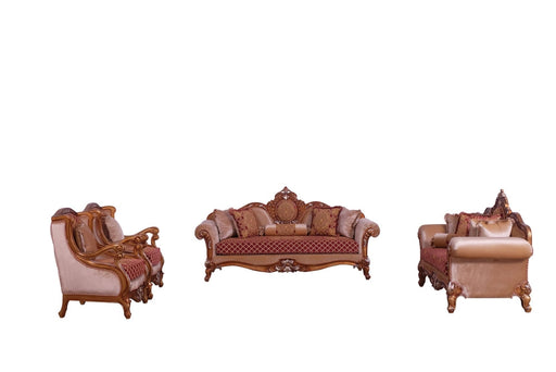 European Furniture - Raffaello III 3 Piece Luxury Living Room Set in Red & Gold - 41022-SLC
