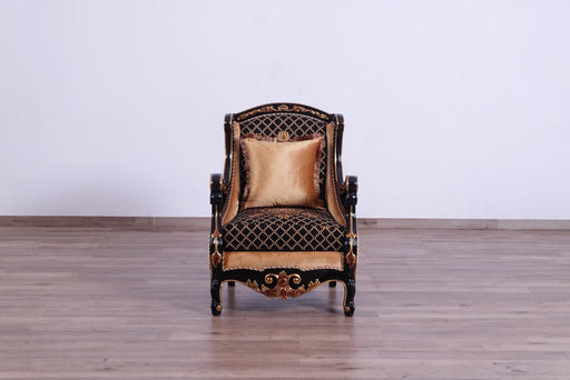 European Furniture - Raffaello Luxury Chair in Black & Antique Dark Gold Leaf - 41024-C - GreatFurnitureDeal