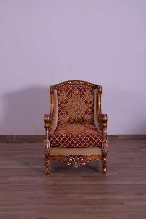 European Furniture - Raffaello III 4 Piece Luxury Living Room Set in Red & Gold - 41022-SL2C