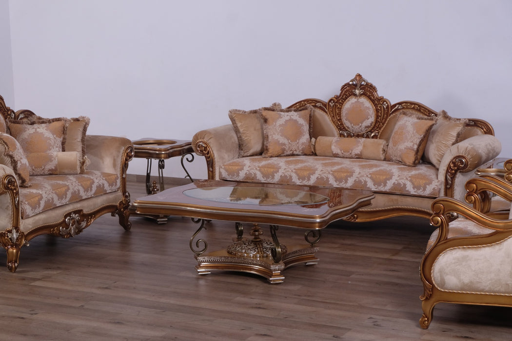 European Furniture - Raffaello 2 Piece Living Room Set in Beige Gold - 41026-2SET