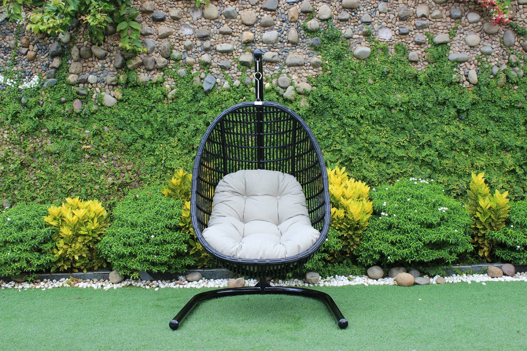 VIG Furniture - Renava Havana Outdoor Black & Beige Hanging Chair - VGATRAHM-002A - GreatFurnitureDeal