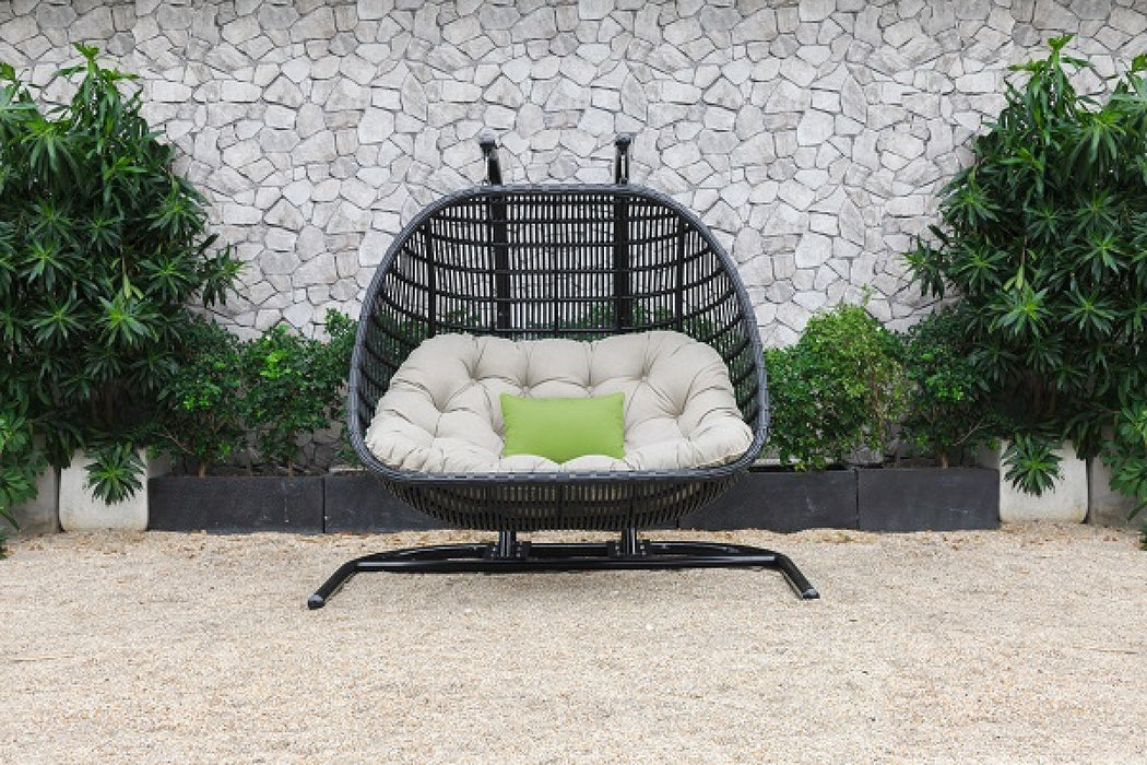 VIG Furniture - Renava San Juan Outdoor Black & Beige Hanging Chair - VGATRAHM-026 - GreatFurnitureDeal