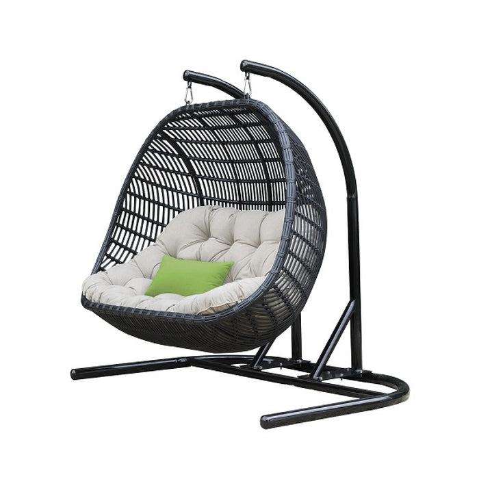 VIG Furniture - Renava San Juan Outdoor Black & Beige Hanging Chair - VGATRAHM-026