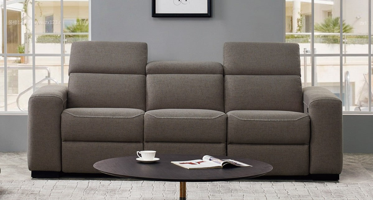 VIG Furniture - Divani Casa Raywick Modern Brown Fabric Sofa w- 2 Recliners - VGMB-R110-BRN