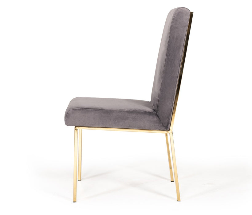 VIG Furniture - Modrest Reba Modern Grey Velvet & Gold Dining Chair (Set of 2) - VGVCB0258G-GRY - GreatFurnitureDeal