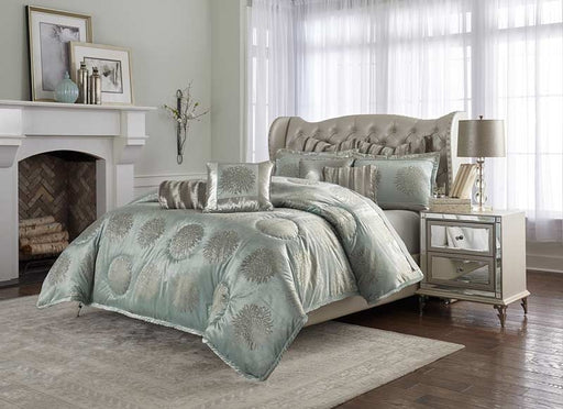 AICO Furniture - Regent 9 Piece Queen Comforter Set in Ice Blue - BCS-QS09-RGENT-ICE - GreatFurnitureDeal