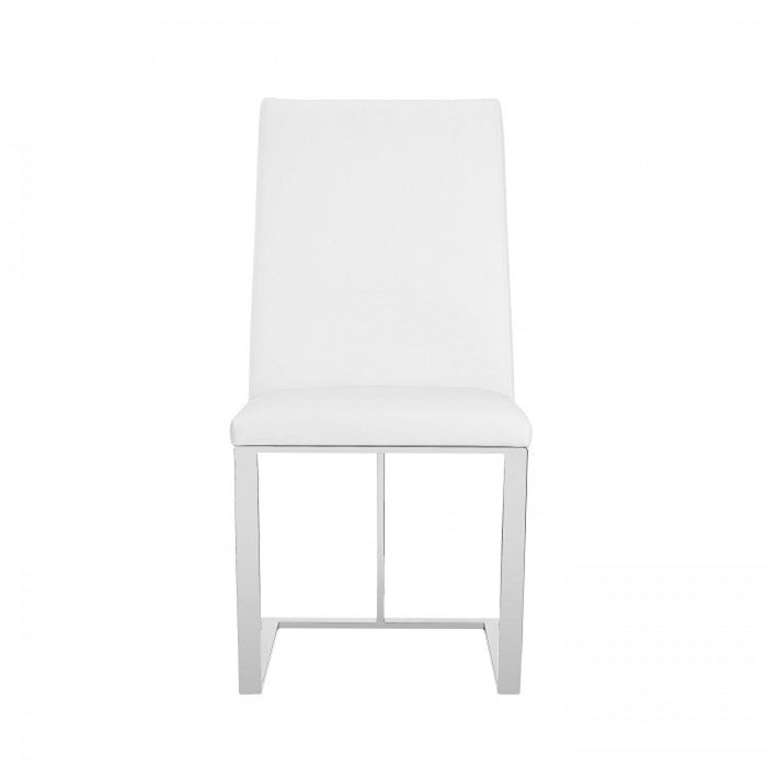 VIG Furniture - Modrest Frankie - Modern White & Brushed Stainless Steel Dining Chair - VGGA-6917CH-WHT-SS-DC - GreatFurnitureDeal