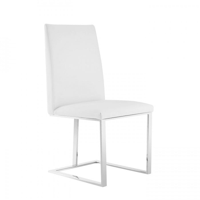 VIG Furniture - Modrest Frankie - Modern White & Brushed Stainless Steel Dining Chair - VGGA-6917CH-WHT-SS-DC