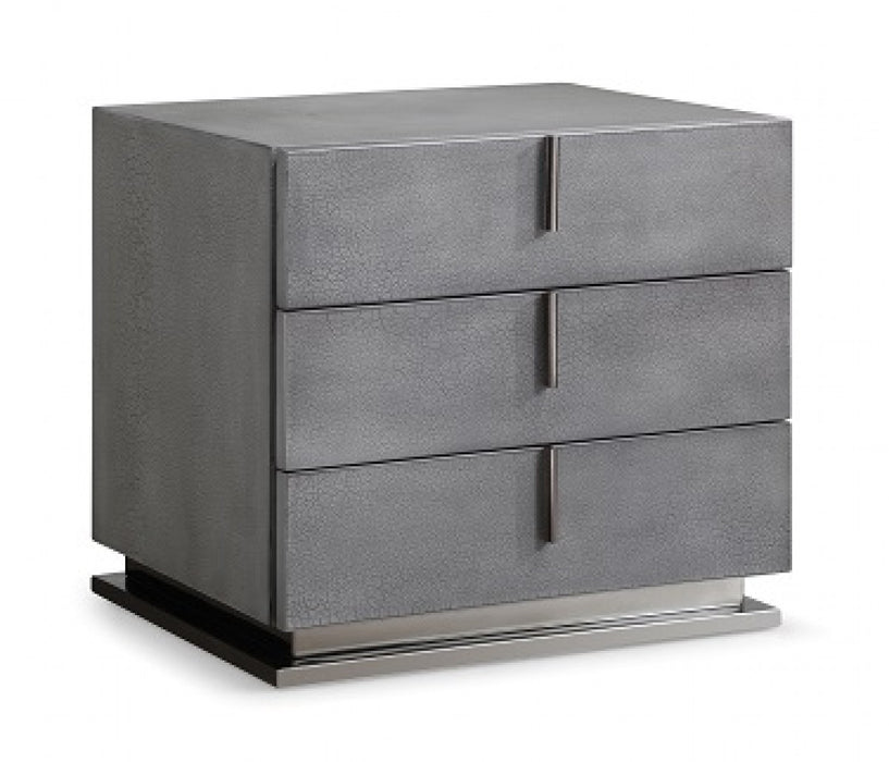 VIG Furniture - Modrest Buckley Modern Cracked Grey 2-Drawer Nightstand - VGVC-N2003-GRY