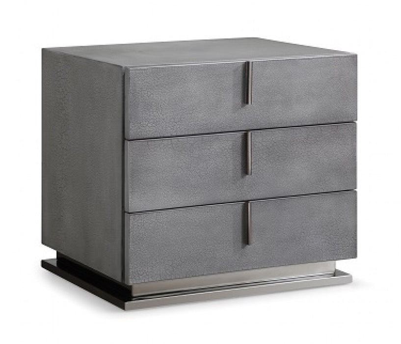 VIG Furniture - Modrest Buckley Modern Cracked Grey 2-Drawer Nightstand - VGVC-N2003-GRY - GreatFurnitureDeal