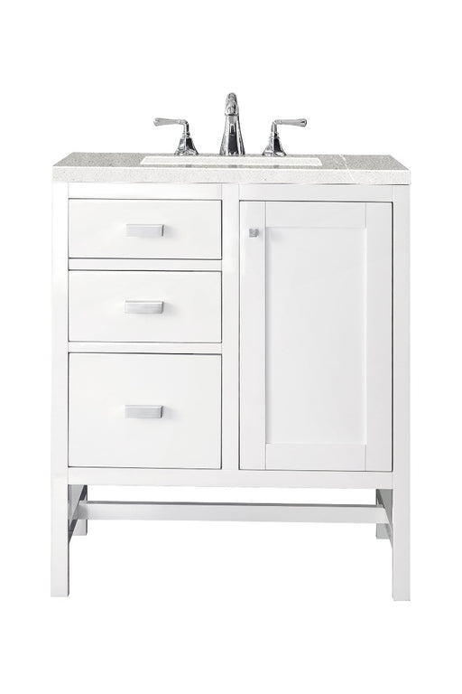 James Martin Furniture - Addison 30" Single Vanity Cabinet, Glossy White, w- 3 CM Eternal Serena Top - E444-V30-GW-3ESR - GreatFurnitureDeal