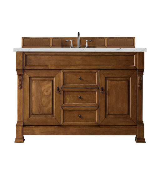 James Martin Furniture - Brookfield 60" Country Oak Single Vanity w/ 3 CM Ethereal Noctis Quartz Top - 147-114-5371-3ENC - GreatFurnitureDeal