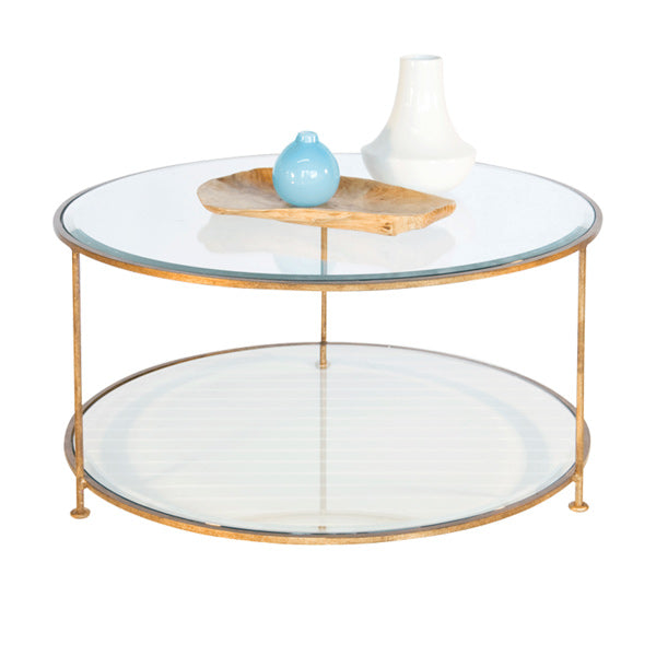 Worlds Away - Rollo Round Coffee Table In Gold Leaf - ROLLO G