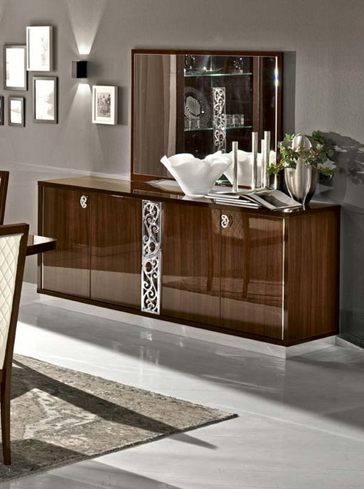 ESF Furniture - Roma 4-Door Buffet with Mirror in Walnut - ROMA4DOORBM