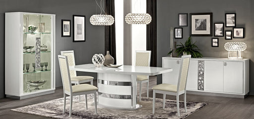 ESF Furniture - Roma 7 Piece Dining Table Set with 18" Extension in White - ROMADTW-7SET