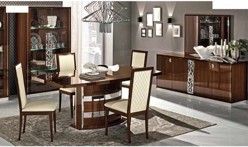 ESF Furniture - Roma 5 Piece Dining Table Set with 18" Extension in Walnut - ROMADTS-5SET