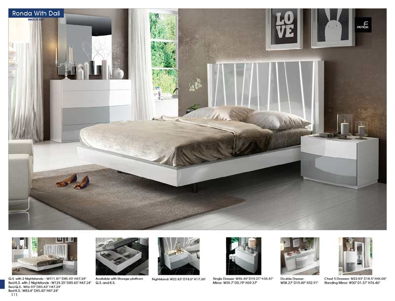 ESF Furniture - Ronda Dali 4 Piece Queen Bedroom Set - RONDADQBDD-4SET - GreatFurnitureDeal