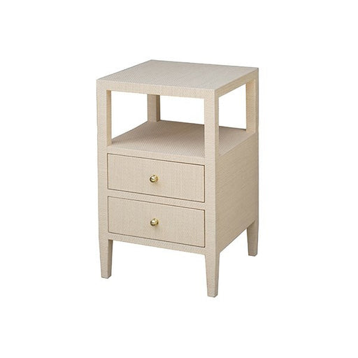 Worlds Away - Two Drawer Side Table In Natural Grasscloth - ROSCOE NAT - GreatFurnitureDeal