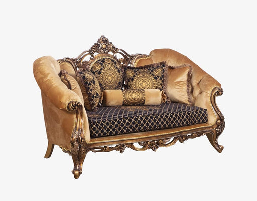 European Furniture - Rosella Luxury Loveseat in Black and Parisian Bronze - 44697-L