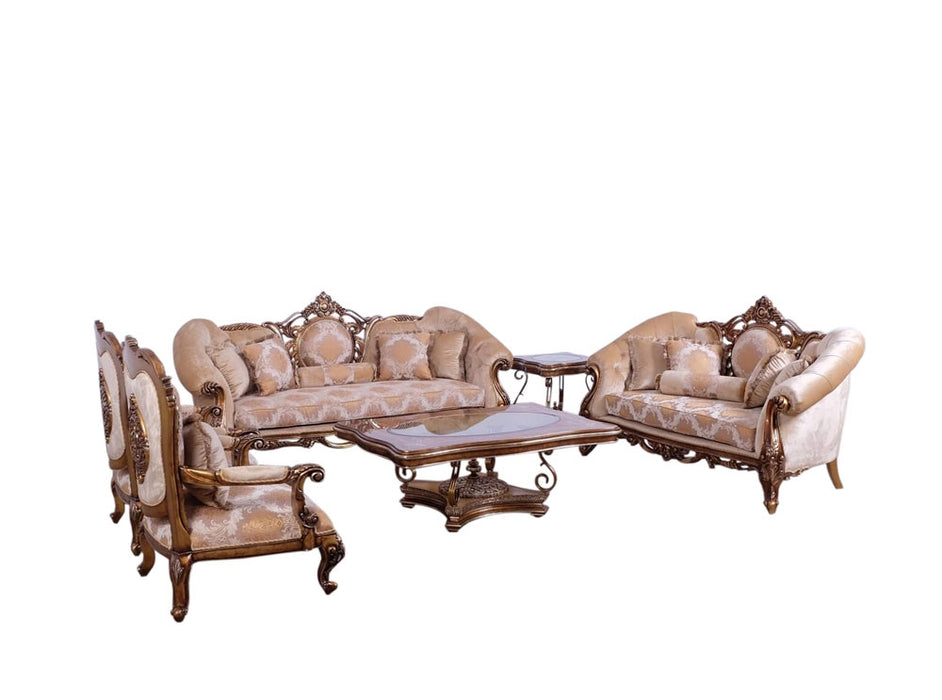 European Furniture - Rosella II 4 Piece Luxury Living Room Set in Parisian Bronze - 44698-SL2C
