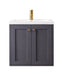 James Martin Furniture - Chianti 24" Single Vanity Cabinet, Mineral Grey w/ White Glossy Composite Countertop - E303V24MGWG - GreatFurnitureDeal