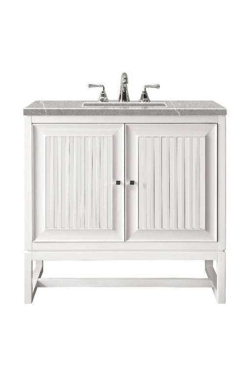 James Martin Furniture - Athens 30" Single Vanity Cabinet, Glossy White, w- 3 CM Eternal Serena Top - E645-V30-GW-3ESR - GreatFurnitureDeal