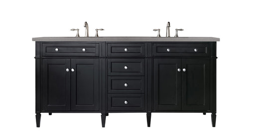 James Martin Furniture - Brittany 72" Black Onyx Double Vanity w- 3 CM Grey Expo Quartz Top - 650-V72-BKO-3GEX - GreatFurnitureDeal